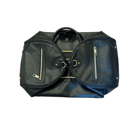 Bebe Black Weekender Duffle | “Demo” w/ Handles & Carry Strap | Chic Travel Bag - Picture 4 of 10